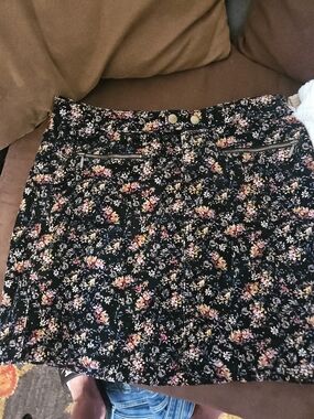 Corduroy Mossimo Supply Co. Black Floral Mini Skirt